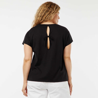 Short-sleeved T-shirt with open back BLACK
