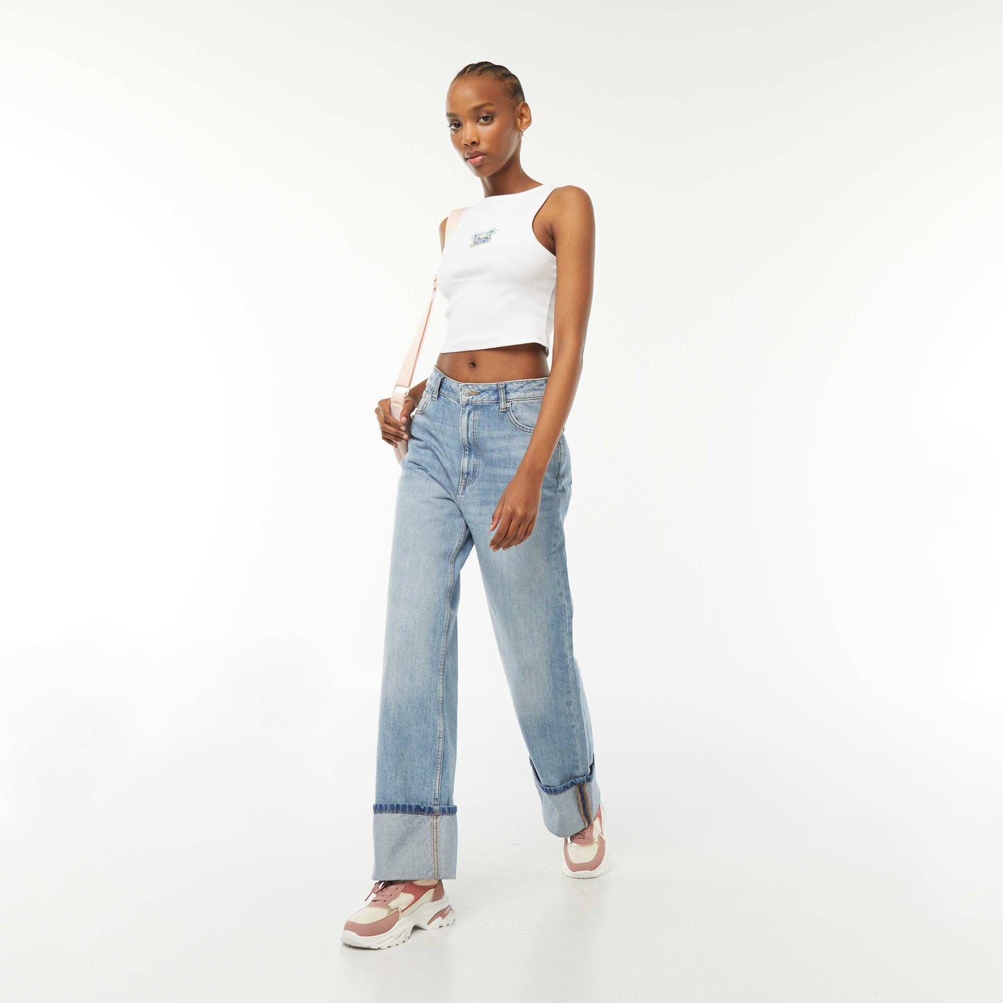 'Stitch' vest top with cutaway arms WHITE