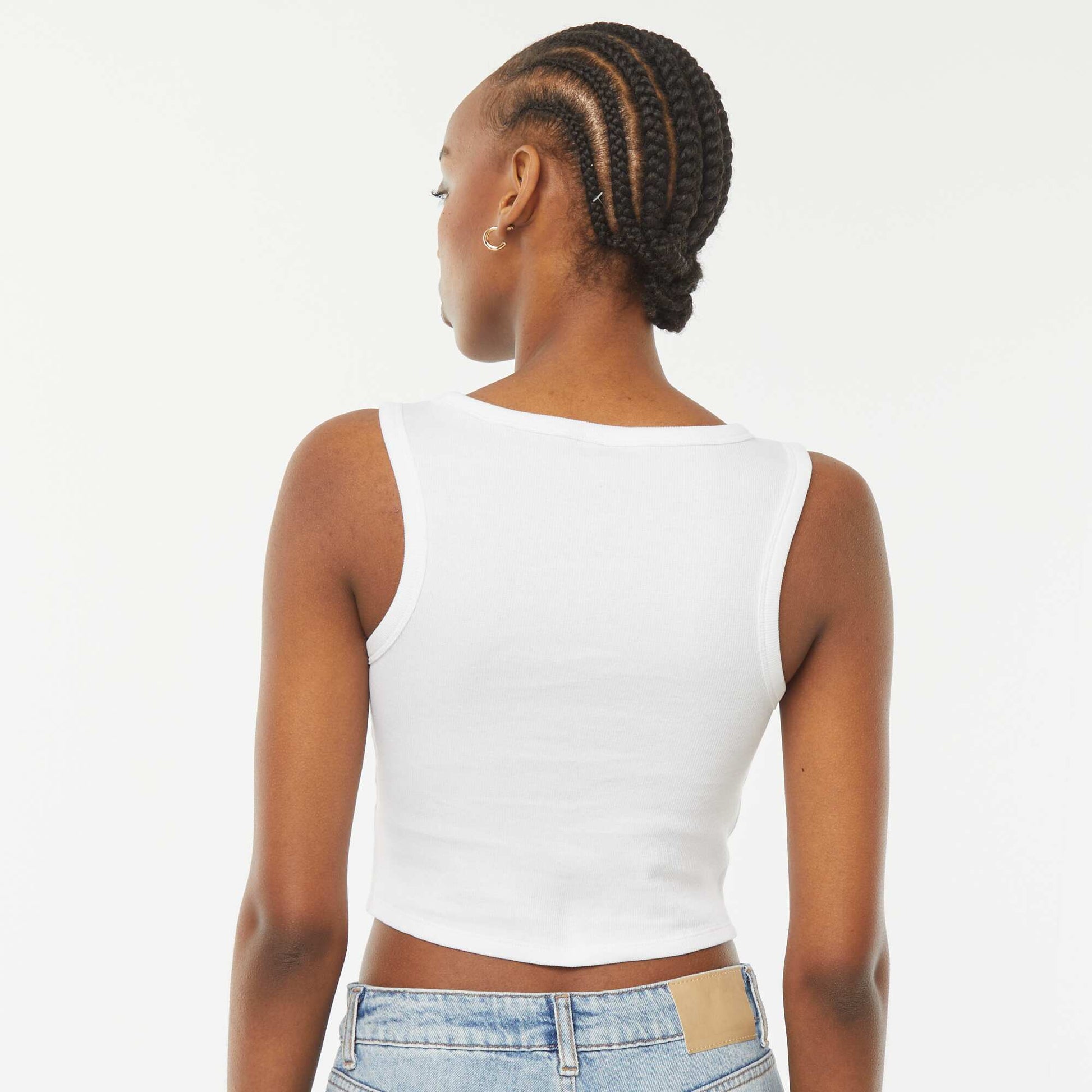 'Stitch' vest top with cutaway arms WHITE
