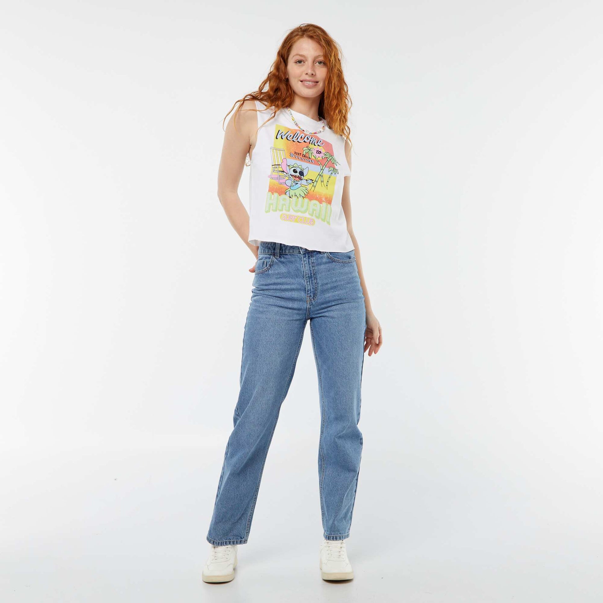 Disney Stitch sleeveless T-shirt WHITE