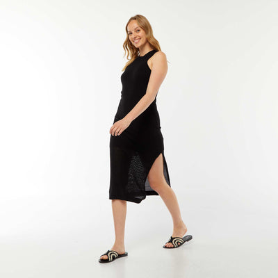 Long sleeveless dress BLACK