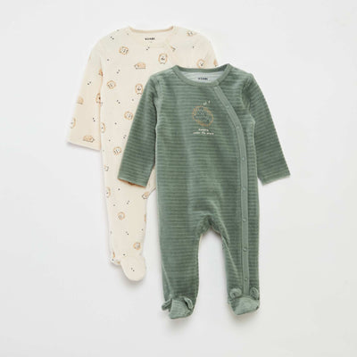 Pack of 2 velour sleepsuits WHITE
