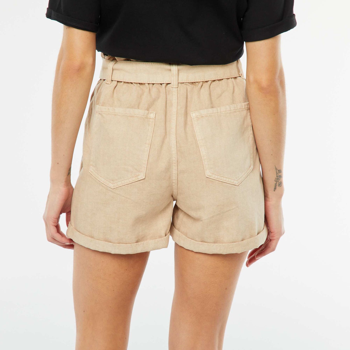 Paperbag shorts with belt BEIGE