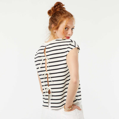 Short-sleeved T-shirt with open back BLUE