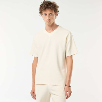 V-neck knit T-shirt WHITE