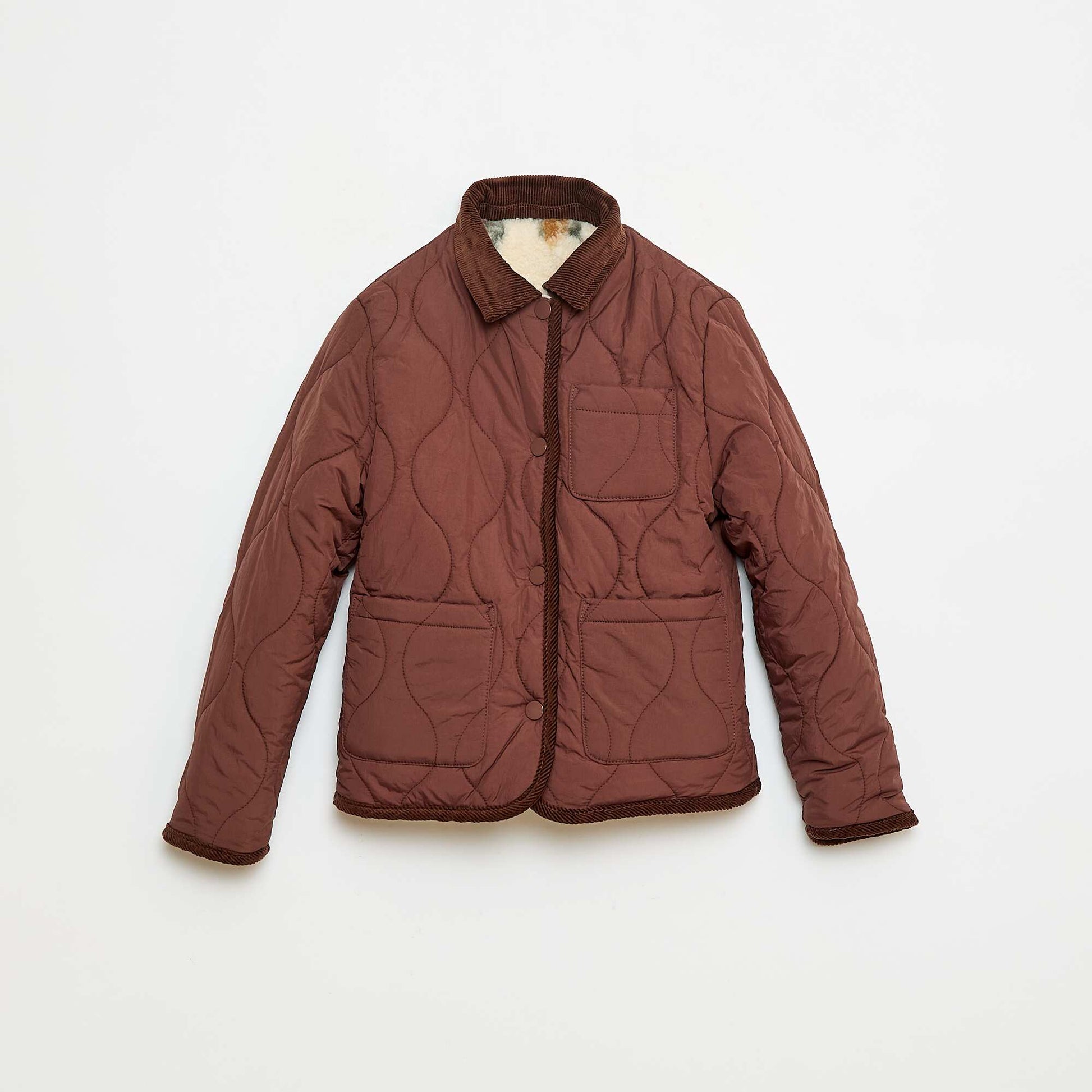 Reversible Workwear Style Warm Jacket RED