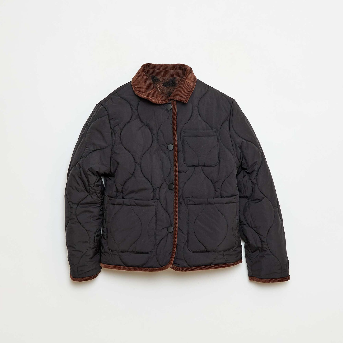 Reversible Warm Workwear Style Jacket BLACK