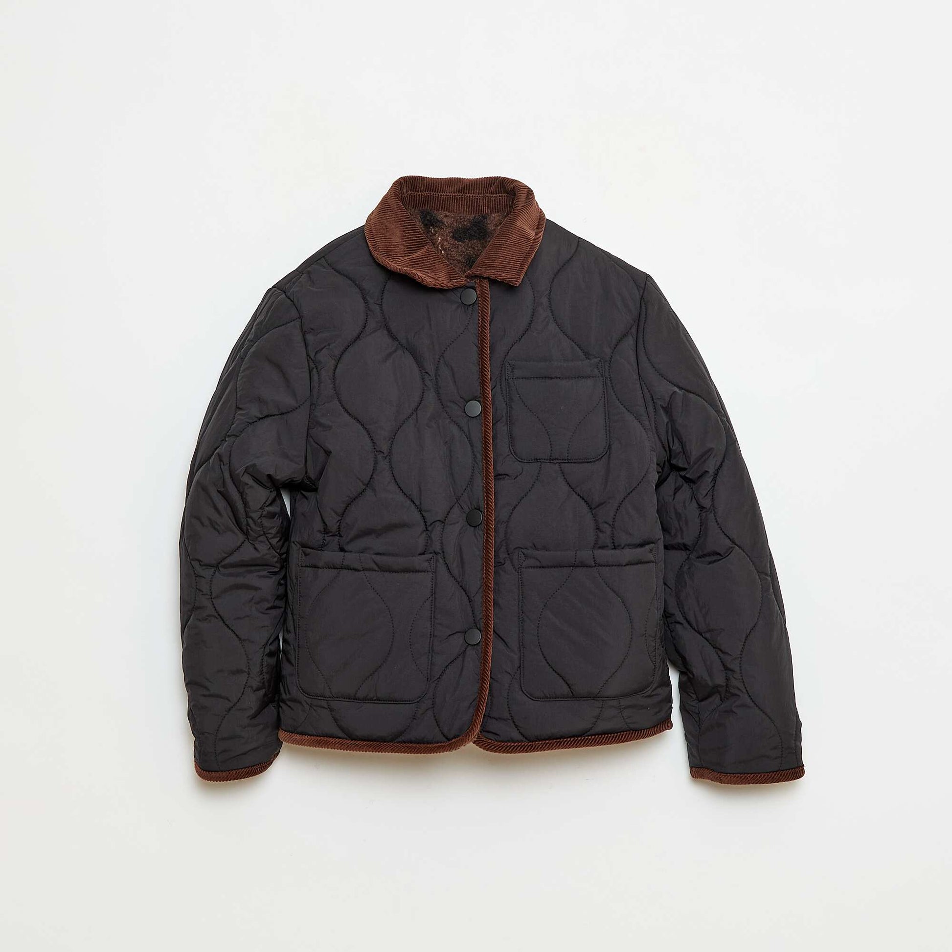 Reversible Warm Workwear Style Jacket BLACK