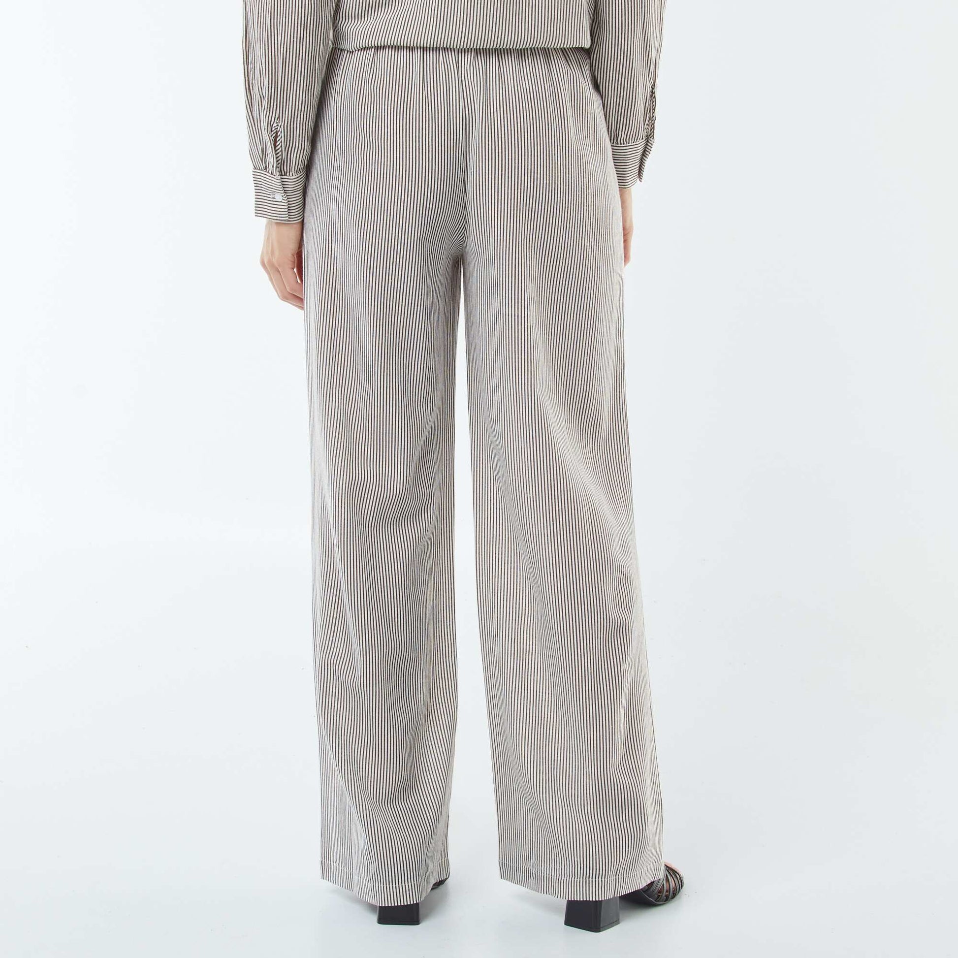 Linen-blend wide-leg trousers BEIGE