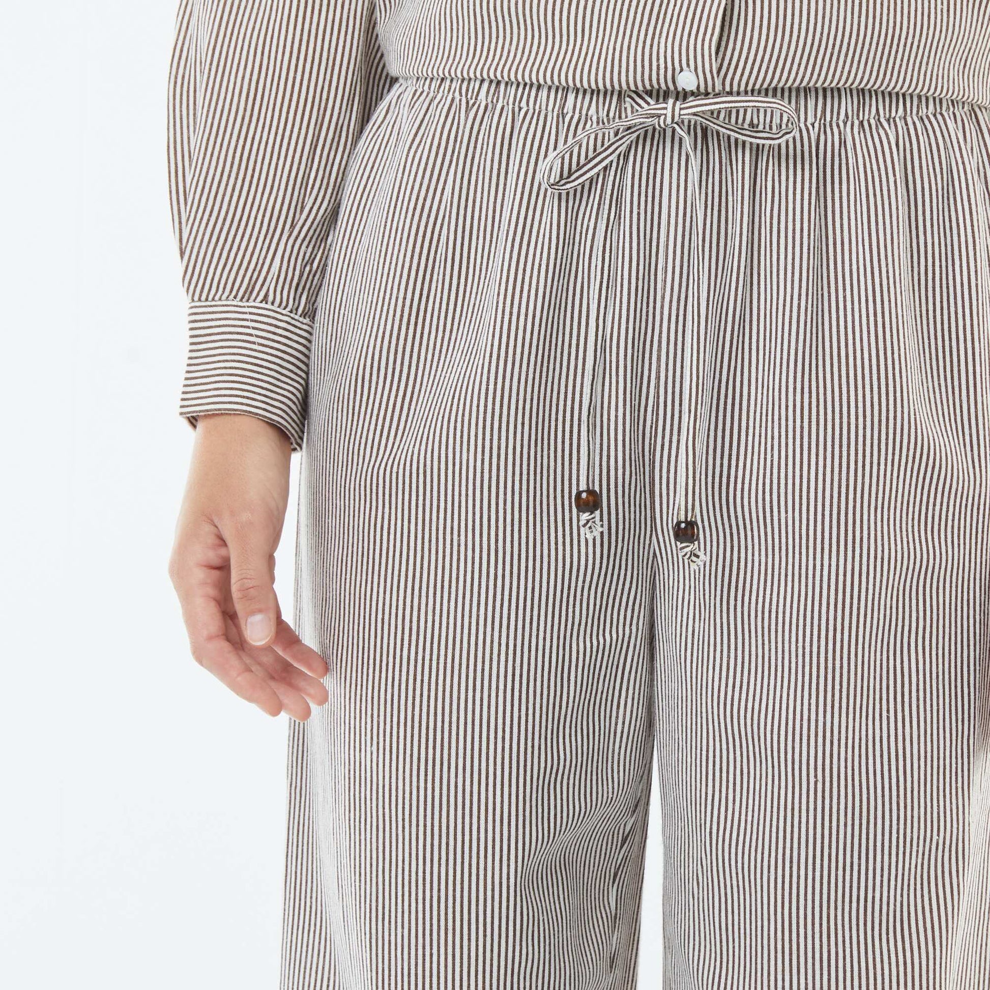 Linen-blend wide-leg trousers BEIGE