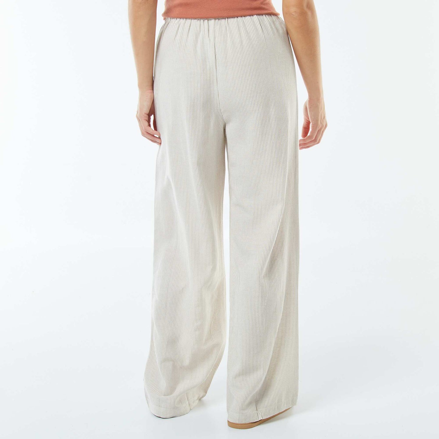 Linen-blend wide-leg trousers BEIGE