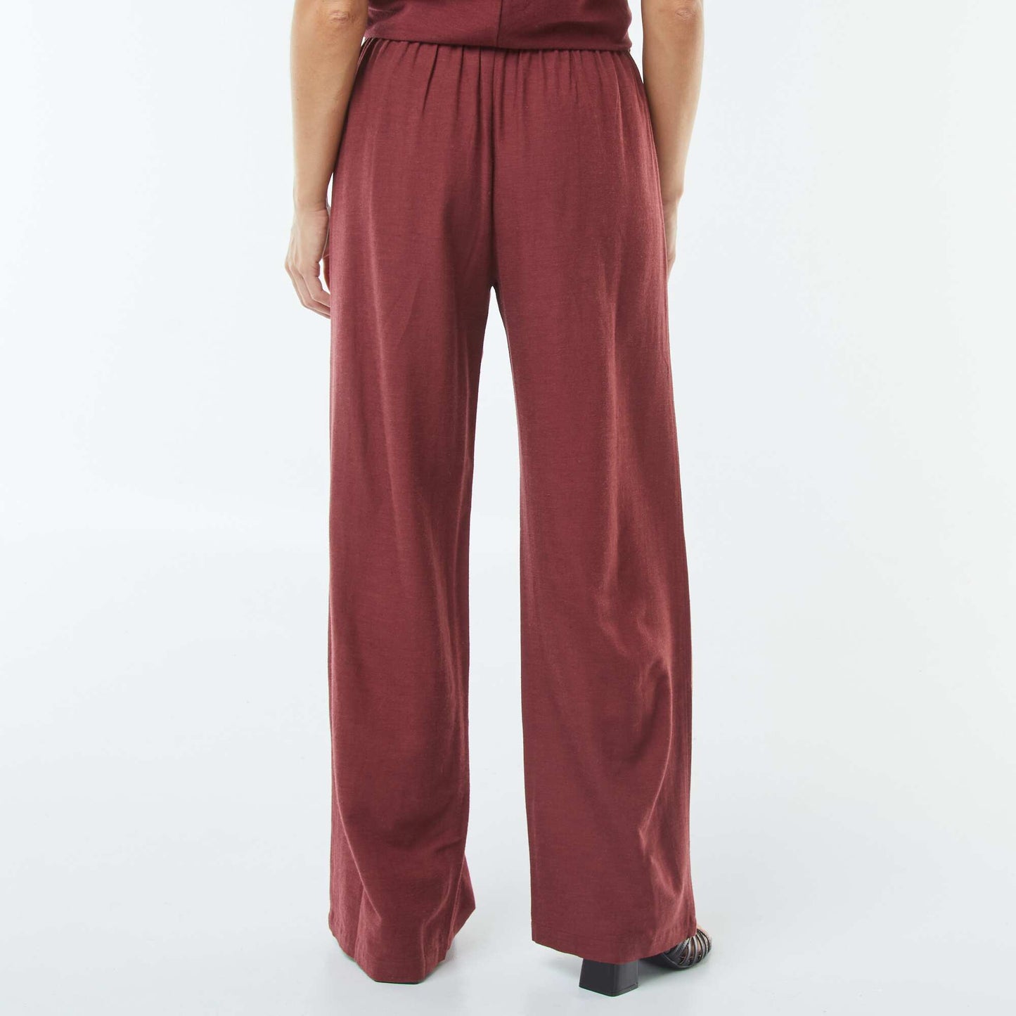 Linen-blend wide-leg trousers RED