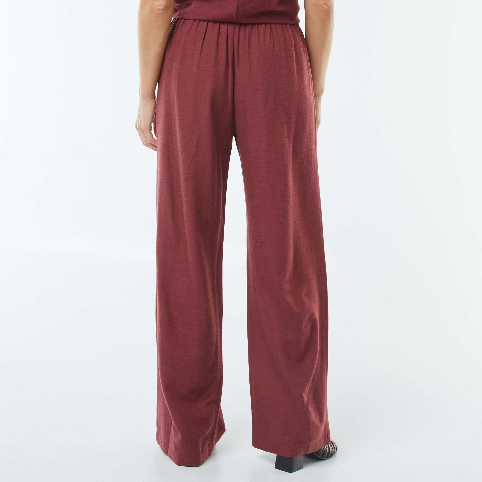 Linen-blend wide-leg trousers RED