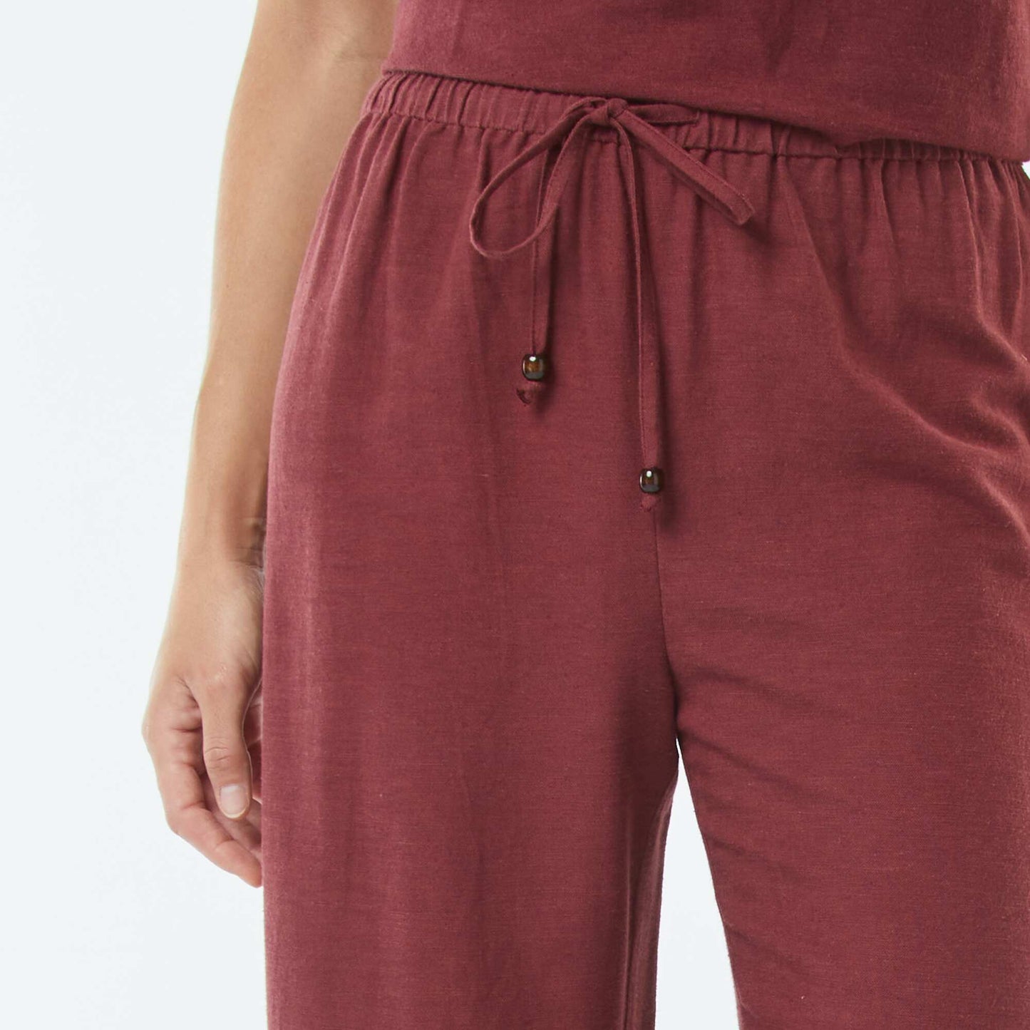 Linen-blend wide-leg trousers RED