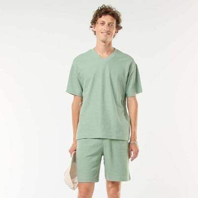 Sports shorts with fancy knit pockets GREEN