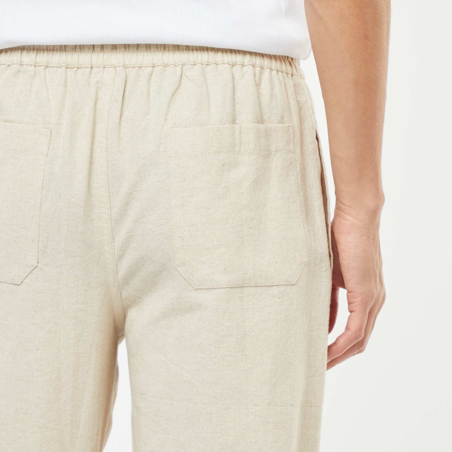 Straight cut linen-blend trousers BEIGE