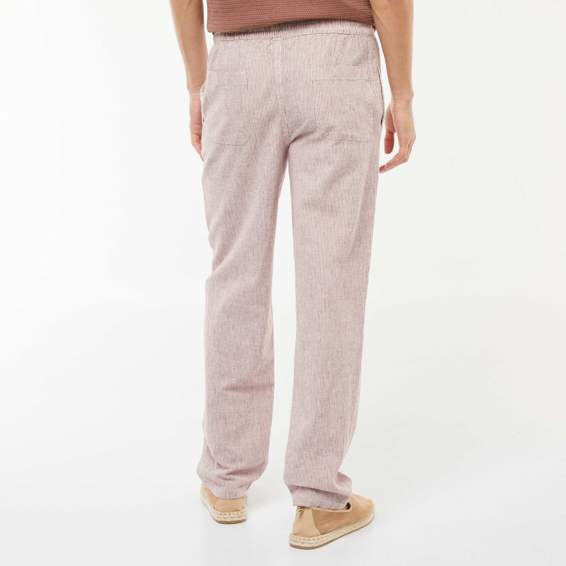 Straight cut linen-blend trousers RED