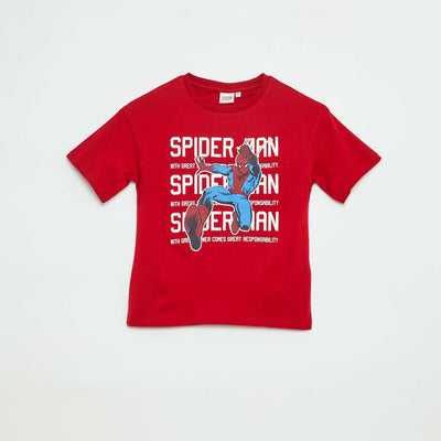 Marvel print short-sleeved T-shirt RED