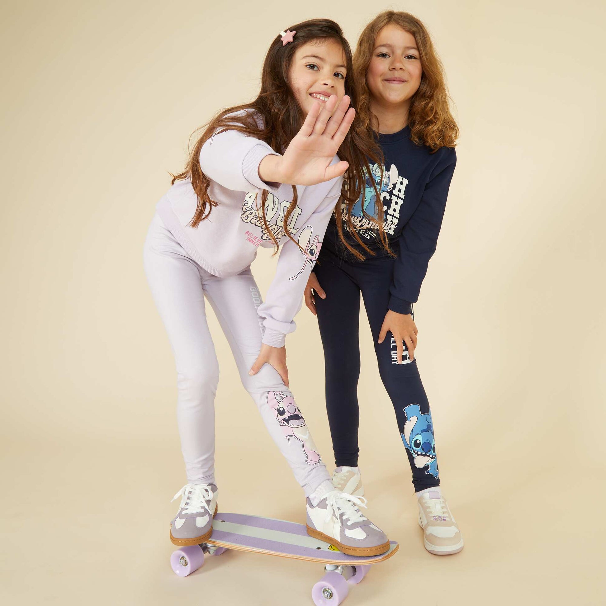Stitch long leggings PURPLE