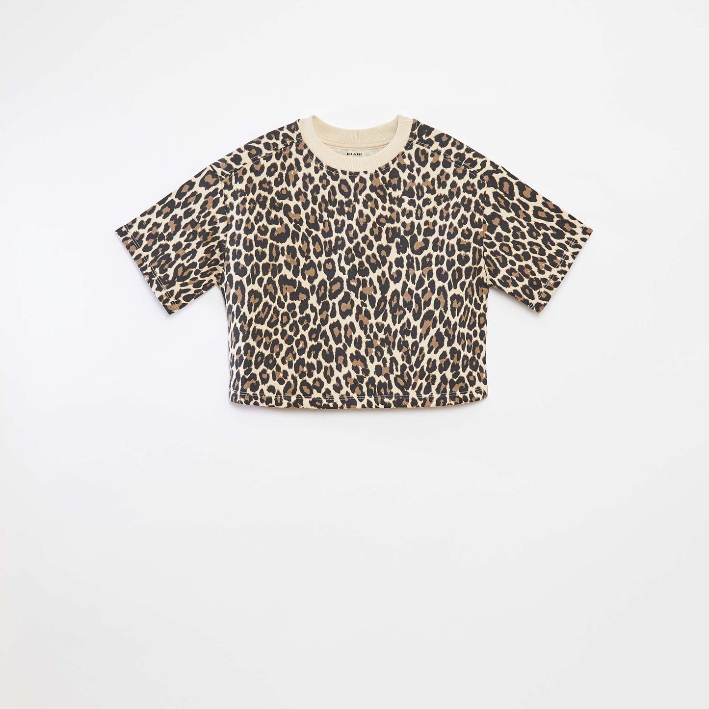 Short-sleeved cropped T-shirt BEIGE