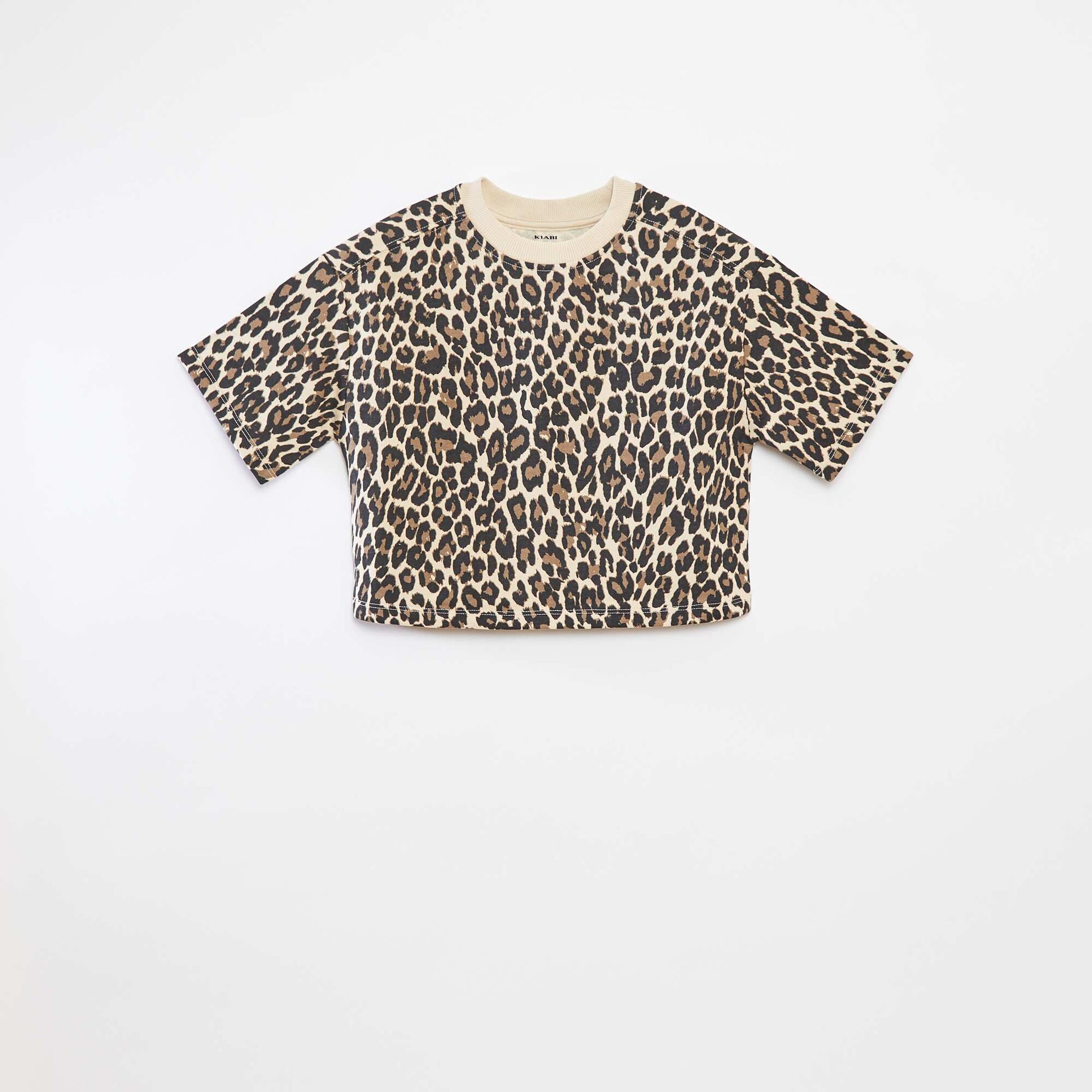 Short-sleeved cropped T-shirt BEIGE