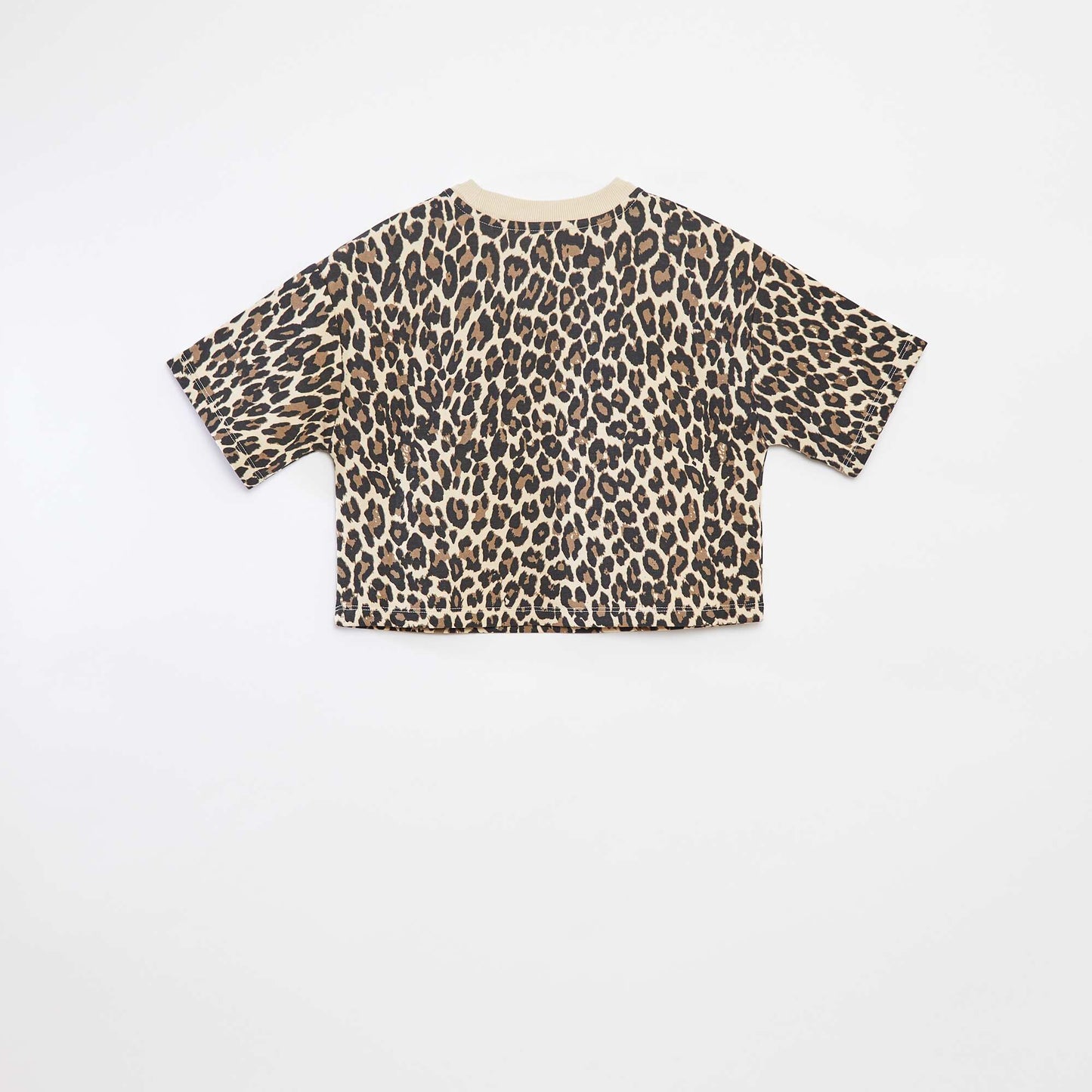 Short-sleeved cropped T-shirt BEIGE