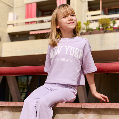 Short-sleeved cropped T-shirt PURPLE
