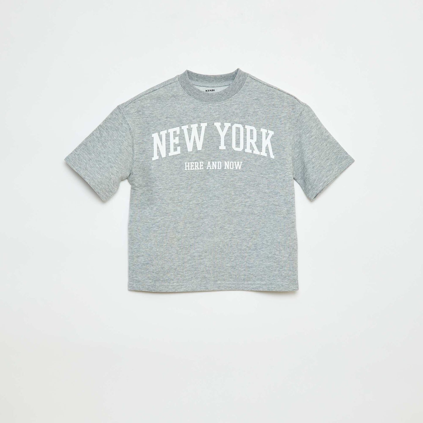 Short-sleeved varsity-style T-shirt GREY