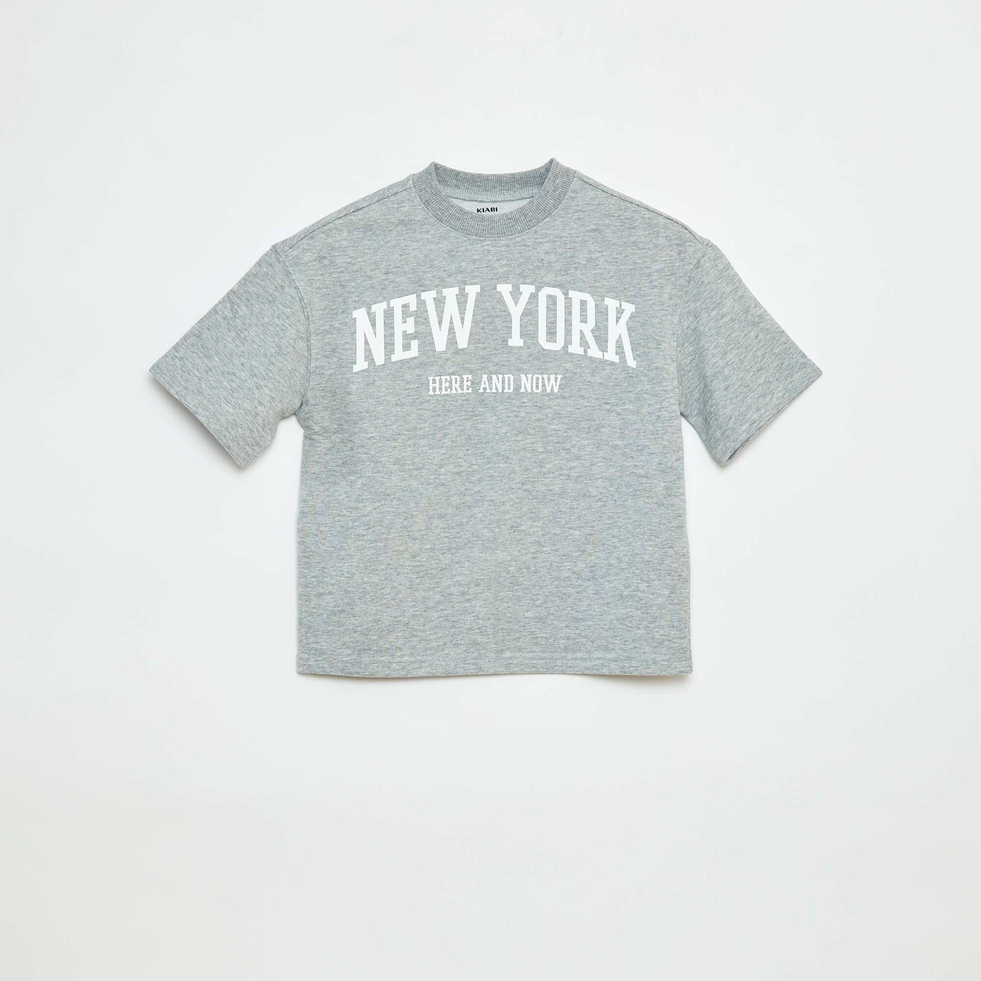 Short-sleeved varsity-style T-shirt GREY