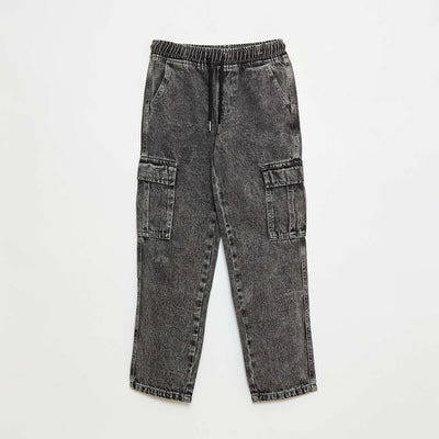 Elasticated multi-pocket trousers GREY