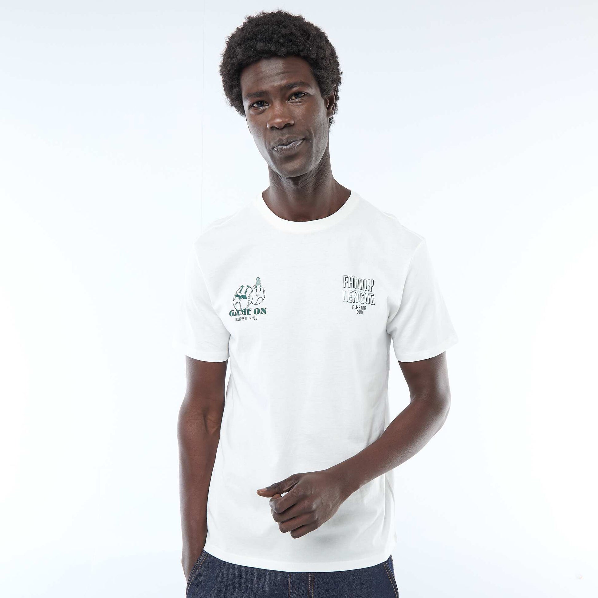 Printed Front and Back Short-Sleeve Jersey T-shirt WHITE