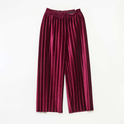 Wide Leg Ribbed Velvet Knit Pants RED
