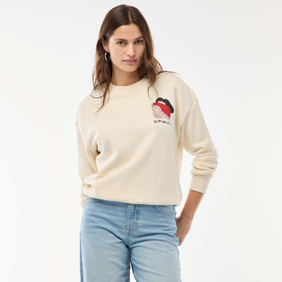 Printed Lightweight Fleece Sweatshirt WHITE