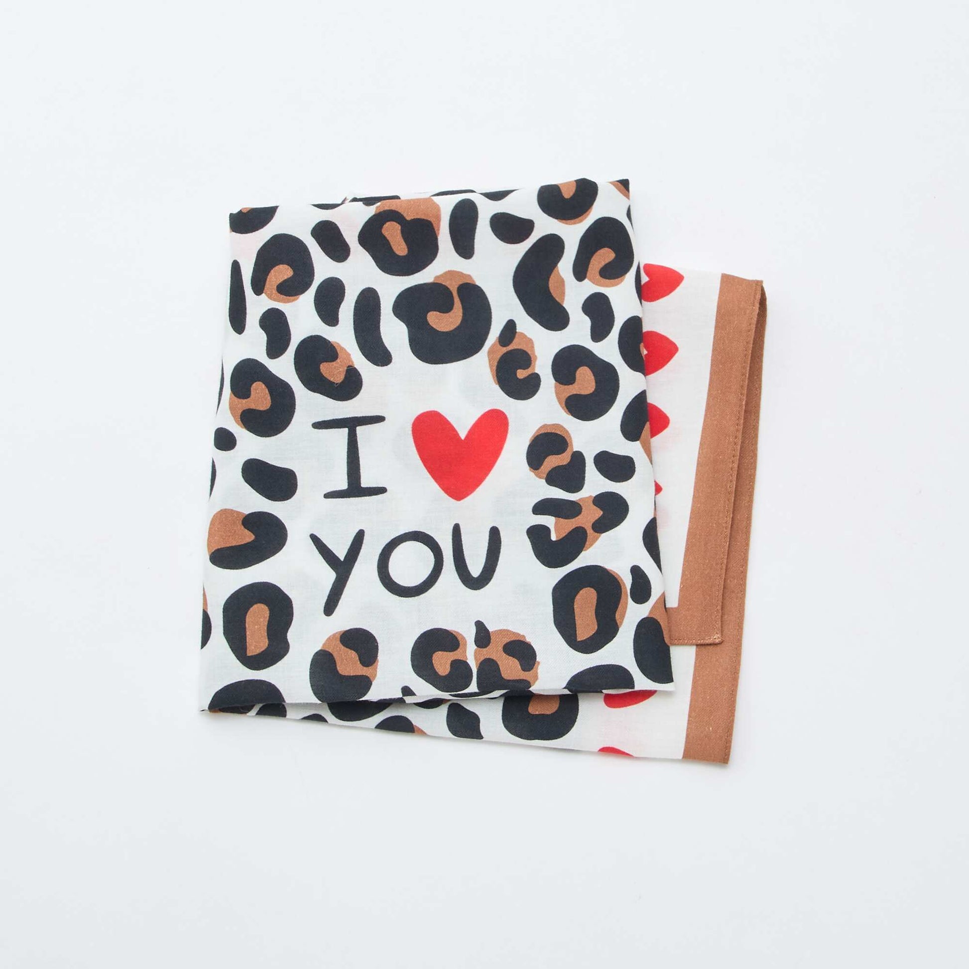Square Printed Scarf (65x65 cm) - Valentine's Day WHITE