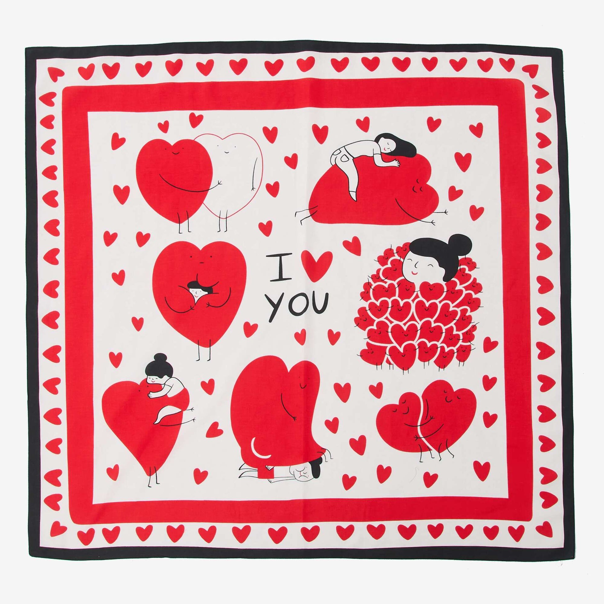 Fantasy Print Scarf (100x100 cm) - Valentine's Day WHITE