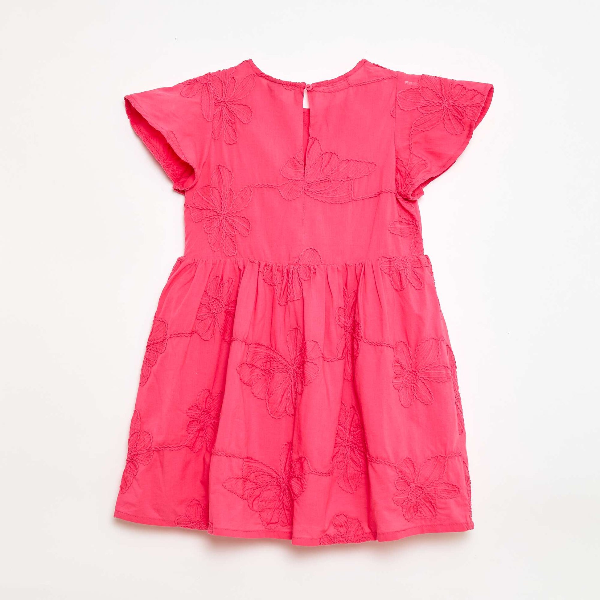 Dress with fanciful floral embroidery PINK