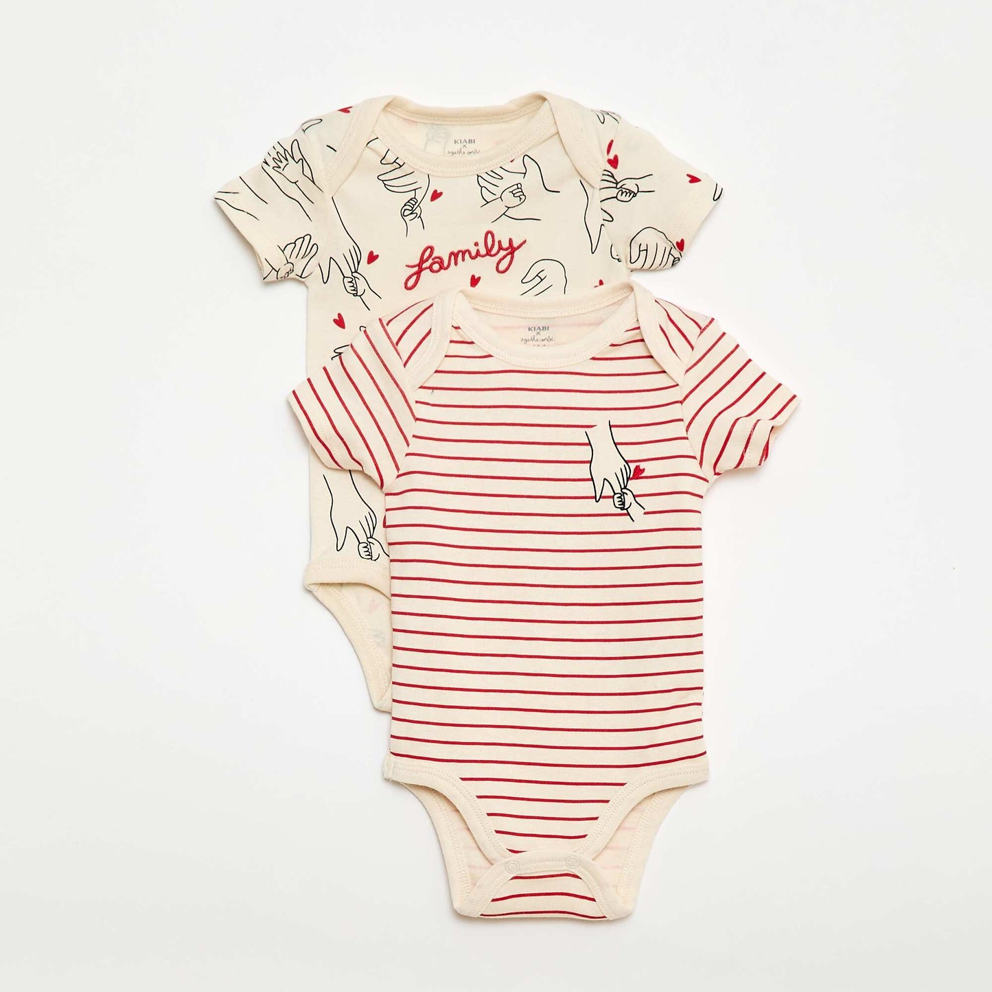 2-Pack Family Print Bodysuits - Valentine's Day WHITE