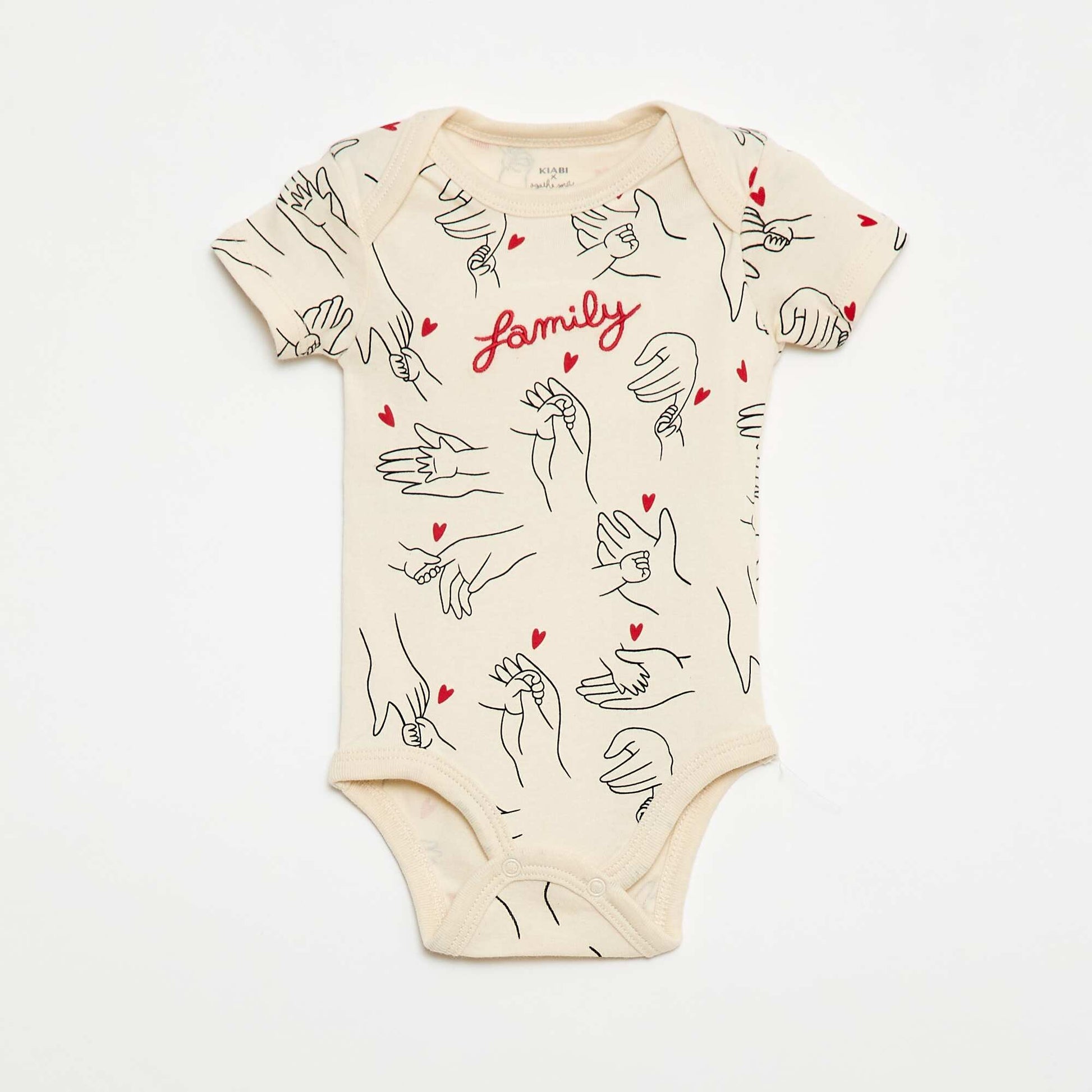 2-Pack Family Print Bodysuits - Valentine's Day WHITE