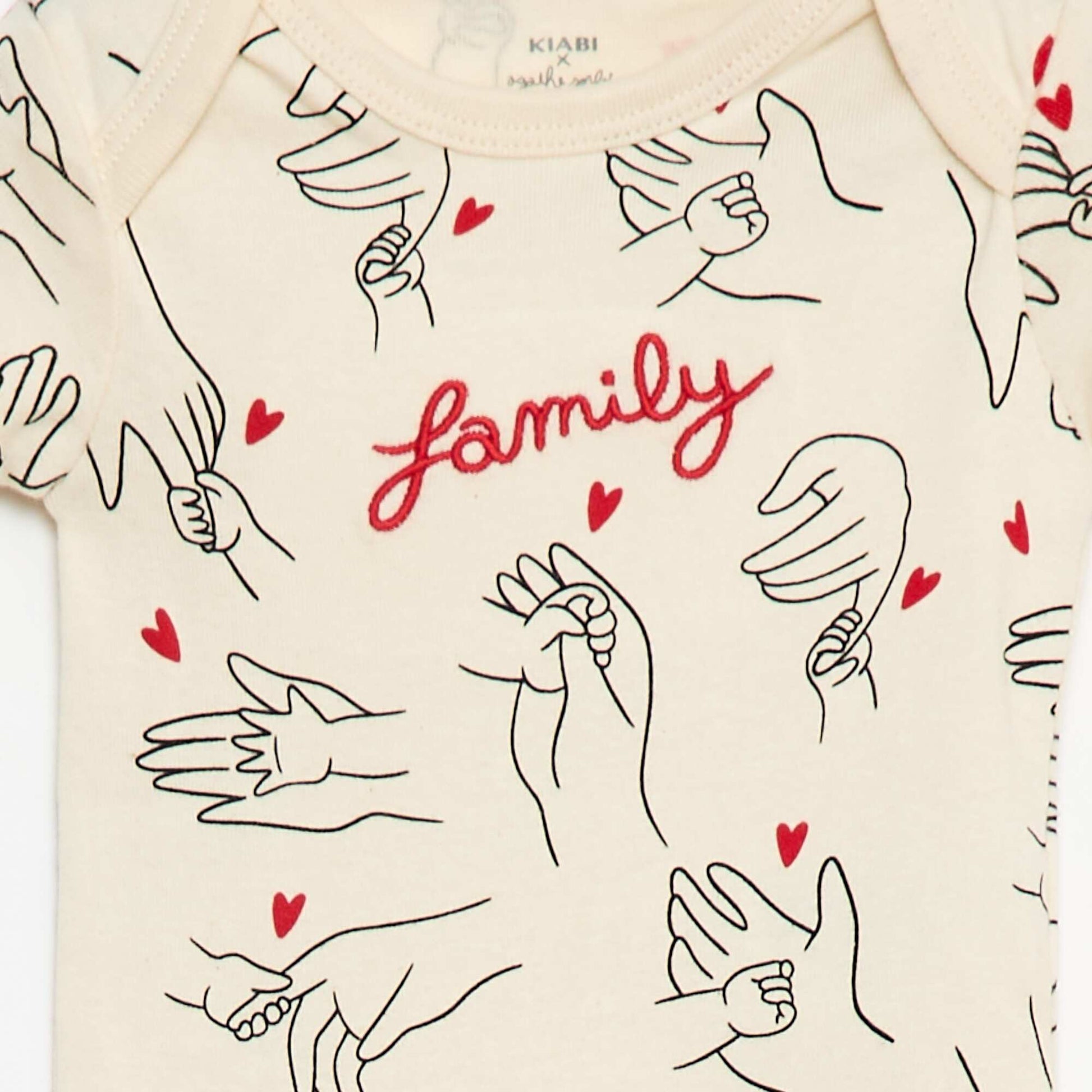 2-Pack Family Print Bodysuits - Valentine's Day WHITE