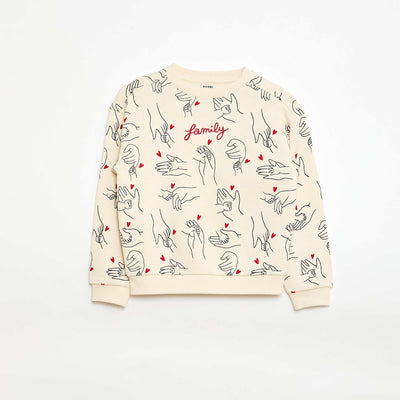 Round Neck Sweatshirt - Valentine's Day WHITE