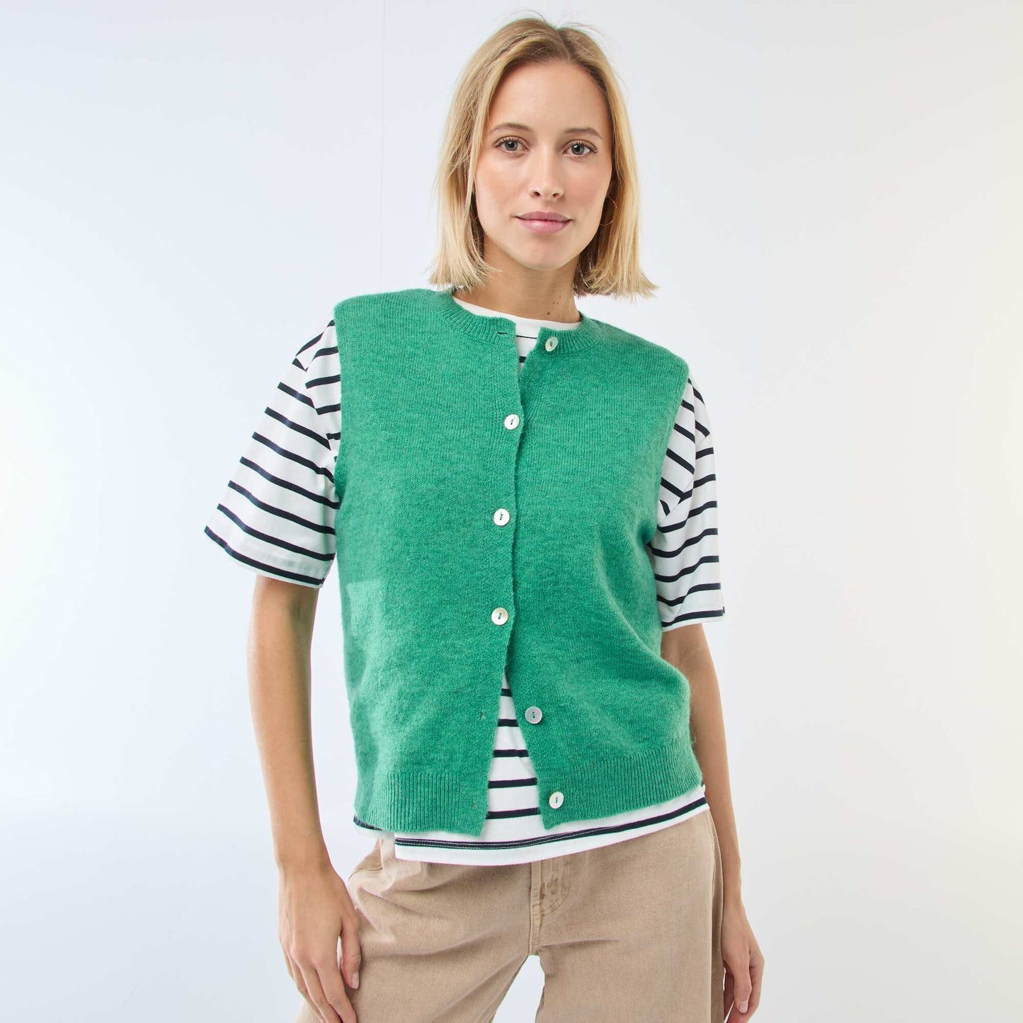 Sleeveless Solid Color Vest GREEN