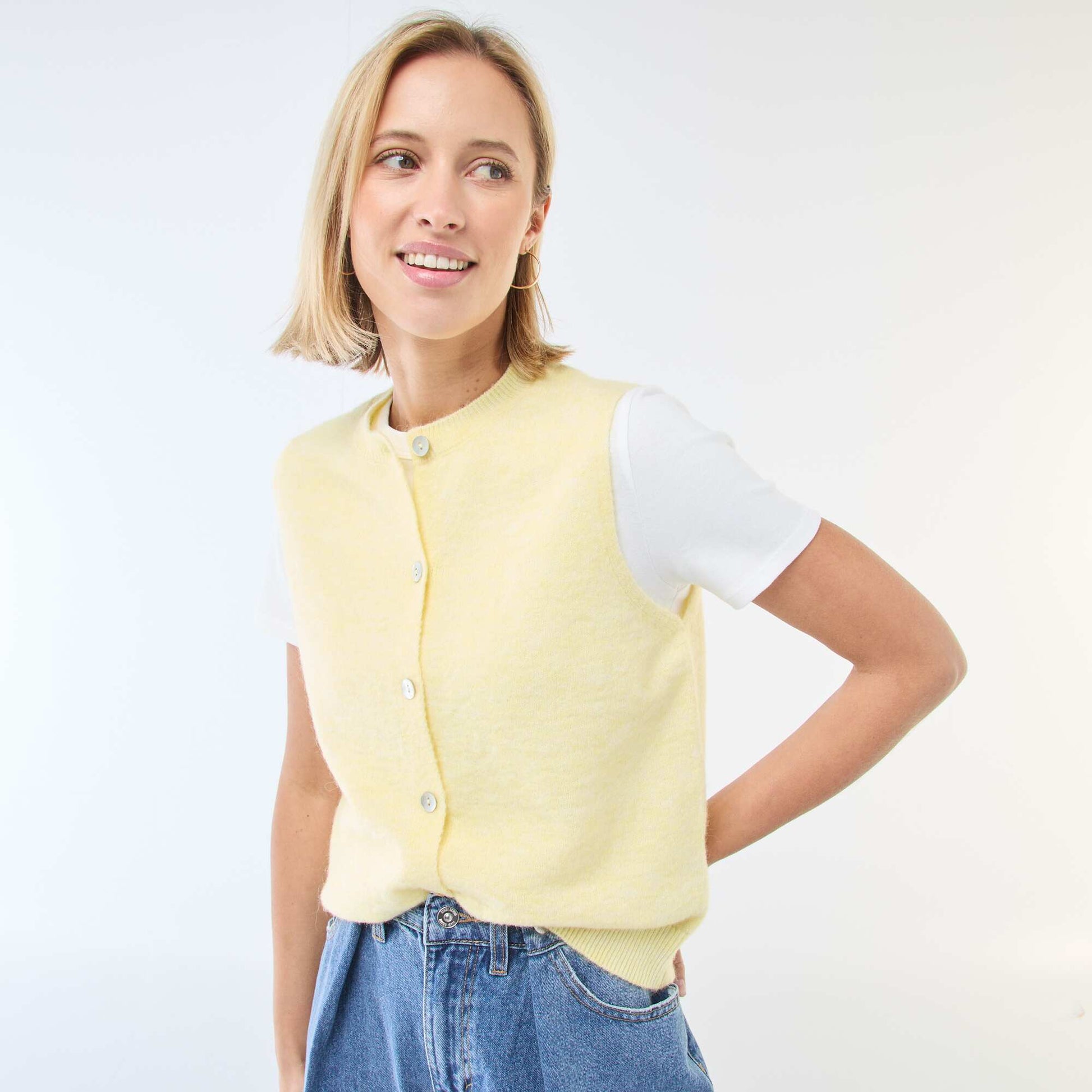 Sleeveless Solid Color Vest YELLOW