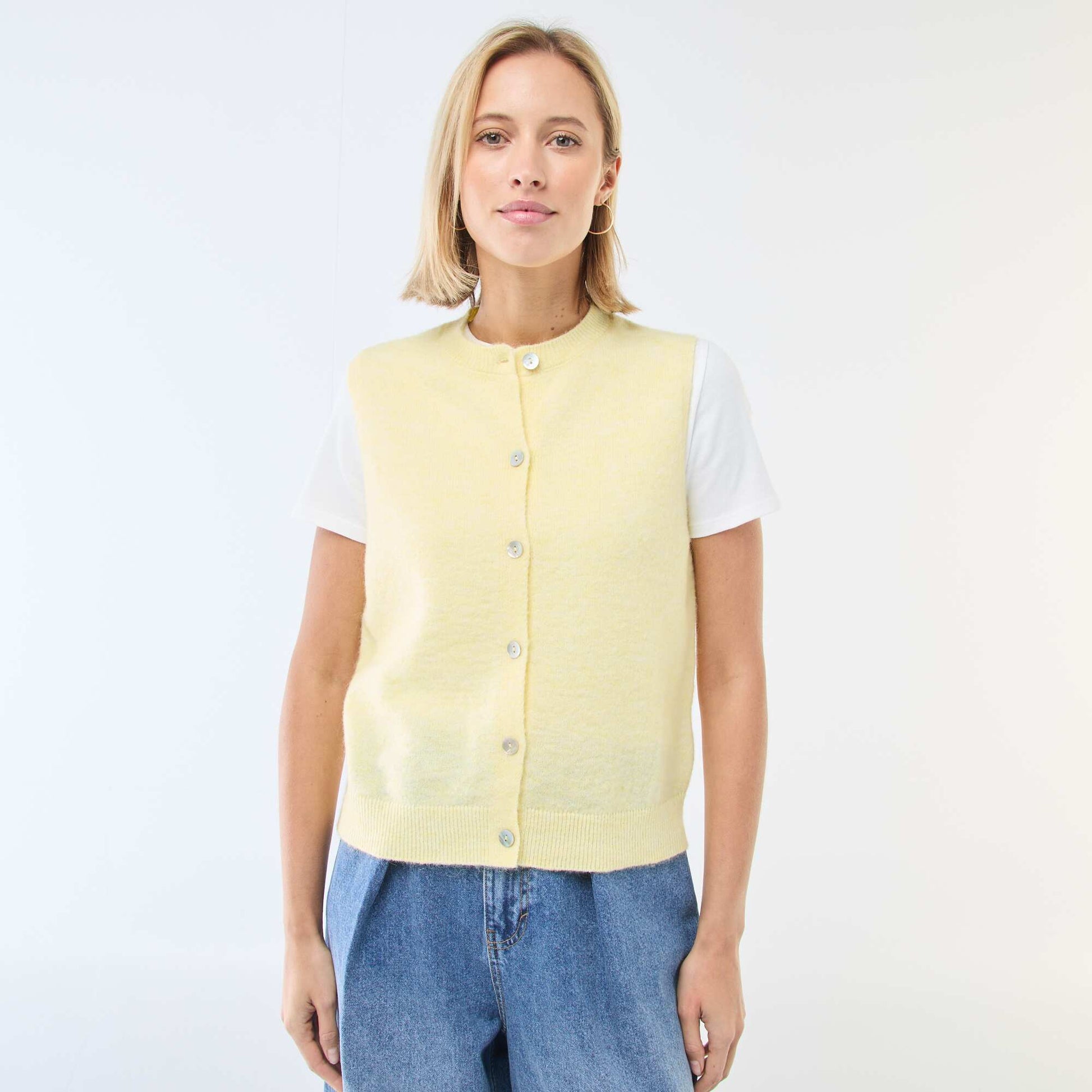 Sleeveless Solid Color Vest YELLOW