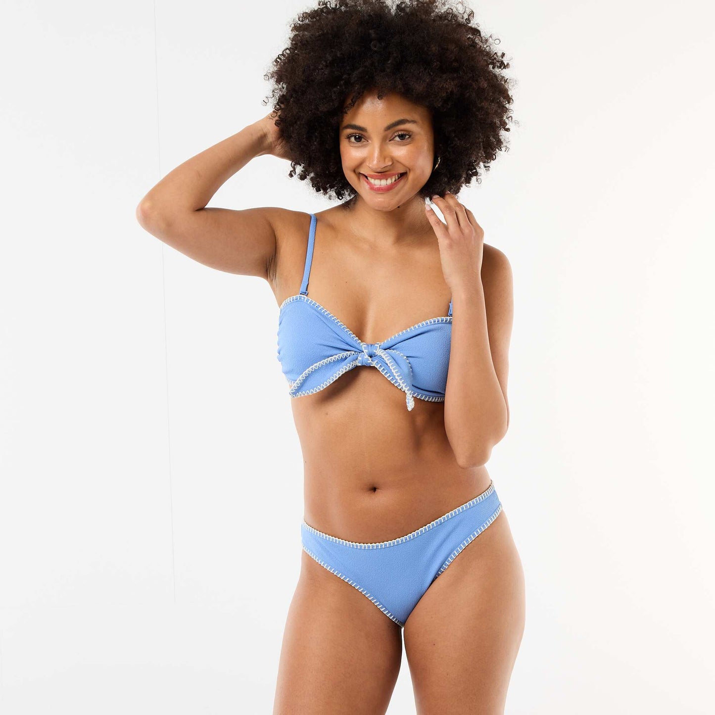 Bandeau Bikini Top with Contrast Stitching BLUE