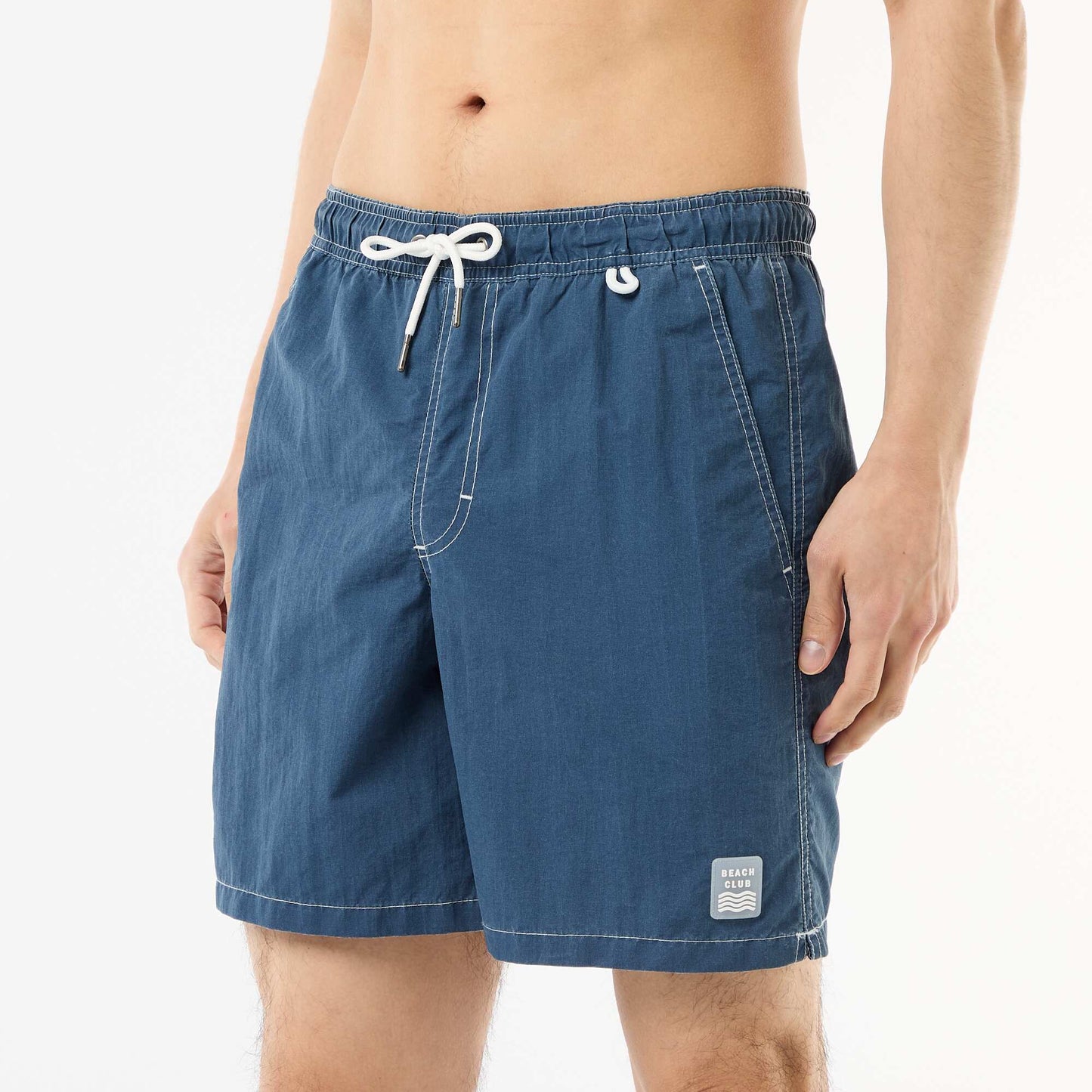 Solid Swim Shorts with Pockets BLUE