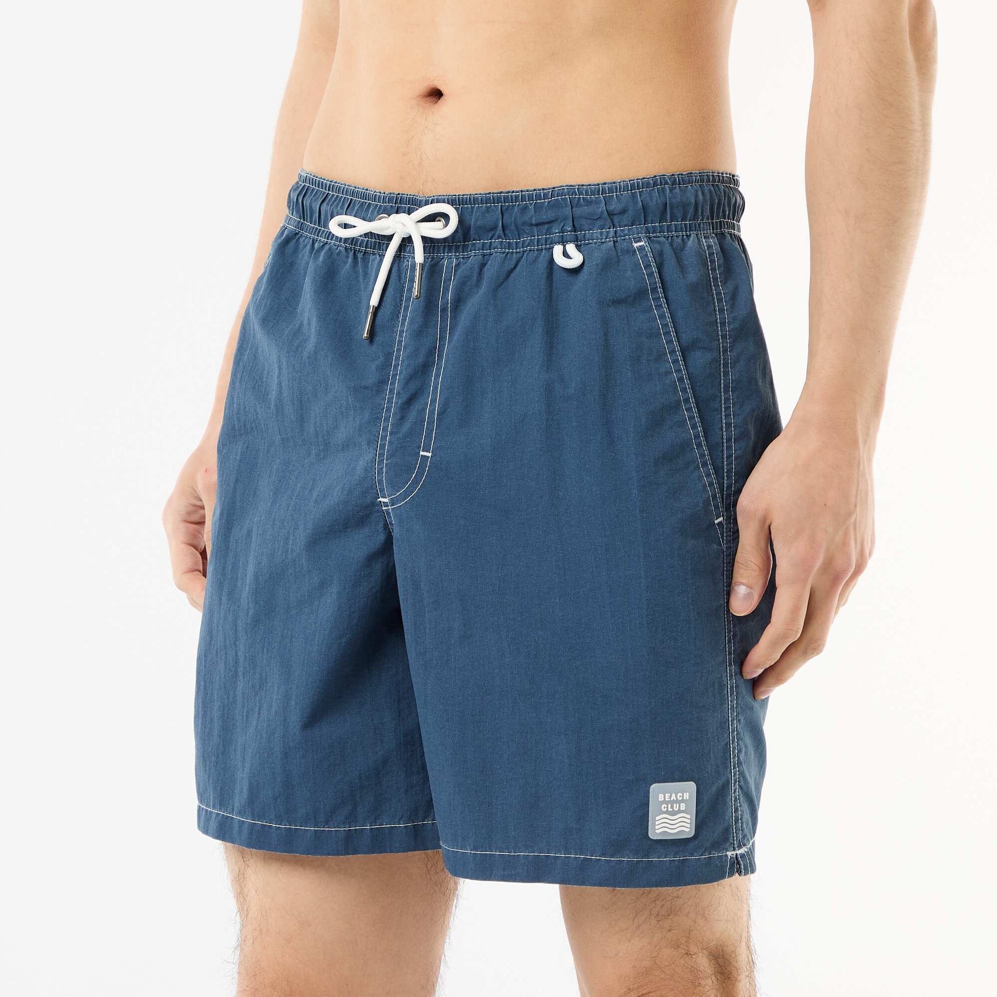 Solid Swim Shorts with Pockets BLUE