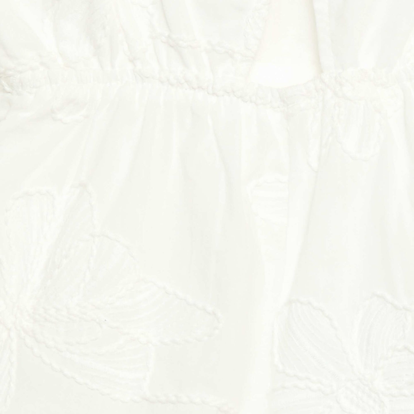 Short jumpsuit with large embroidered flowers WHITE
