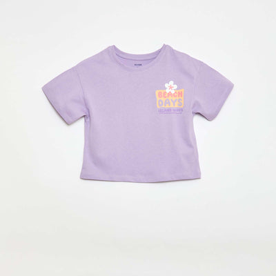 Loose-fit T-shirt with back & chest print PURPLE