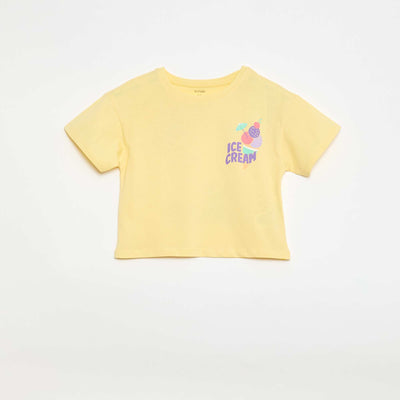 Loose-fit T-shirt with back & chest print YELLOW