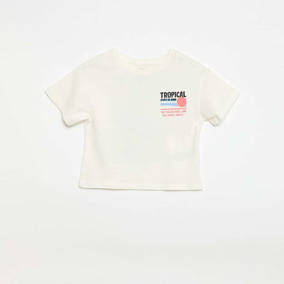 Loose-fit T-shirt with back & chest print WHITE